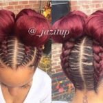 Red Double Buns With Braids