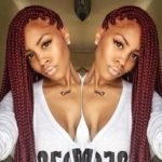 Sideswept Burgundy Box Braids
