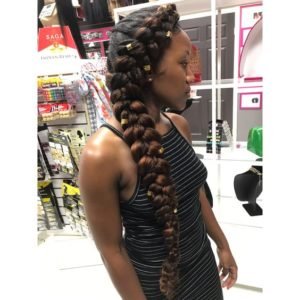 Two Toned Butterfly Braids With Gold Beads