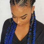Black and Blue Feed In Braids