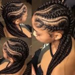 Multi-Sized Cornrows with Curved Parts