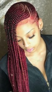 Red Sideswept Cornrows
