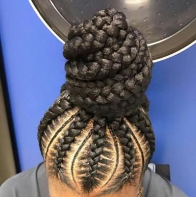 Stitch Braids With Half Up Double Buns | Black hair tribe
