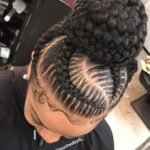 Curved Stitch Braids High Bun