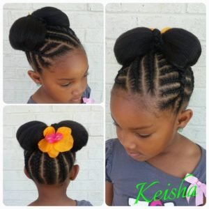 High Bun With Cornrows