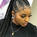 Stitch Braids High Ponytail With Sleek Edges