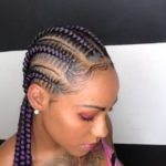 Straight Back Stitch Braids With a Hint of Purple