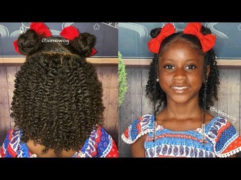 Image of Twist out natural hairstyle for little black girl