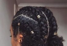 Natural Braided Hairstyles Chunky Cornrows with Curly Buns