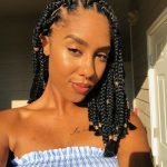 Shoulder Length Braids With Gold Beads