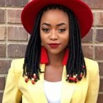 Box Braids With Yellow and Red Beads