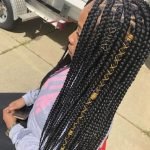 Chunky Box Braids With Colored Cord
