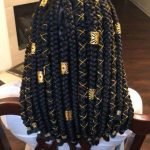 Chunky Shoulder Length Box Braids With Gold Accessories
