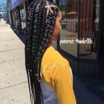 Chunky Triangle Part Box Braids With Colored Cord