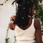 Half Up Half Down Box Braids with Silver Beads