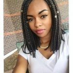 Short Box Braids With Gold Beads