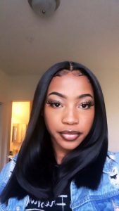 Bone Straight Lob Wig With Middle Part