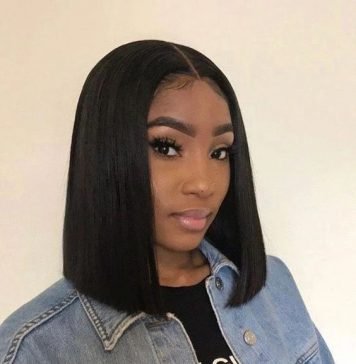 Short Wigs for Black Women Bone Straight Middle Part Bob Wig