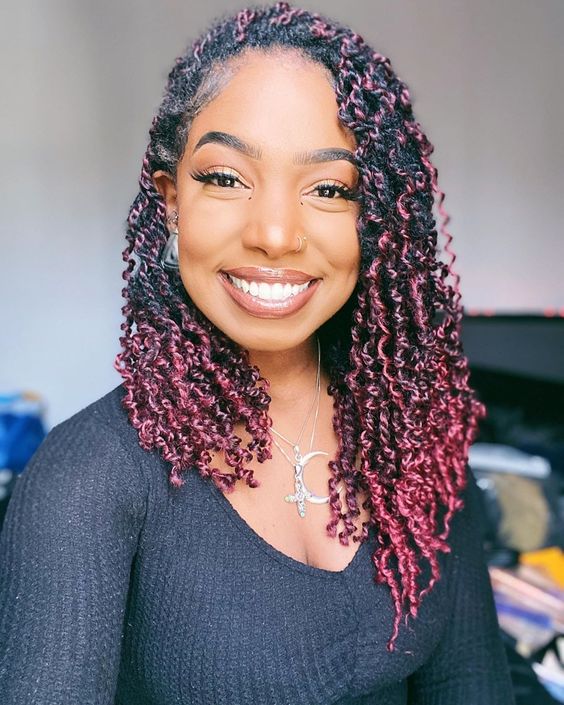 Red Ombre Spring Twists | Black hair tribe