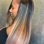 black blond pink ombre on partial sew in