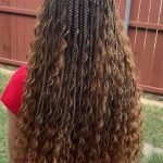 boho box braids with curly hair using rubber band method