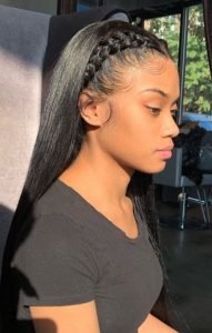 bone straight half sew in with french twists