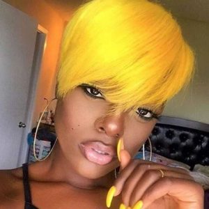 bright yellow 27 piece wig