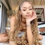 combination cornrows and box braids using rubber bands