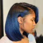 dark blue bob partial sew in