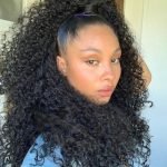 kinky curly partial sew in ponytail