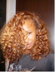 light brown curly half sew in