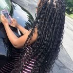 long curly and straight box braids with the rubber band method
