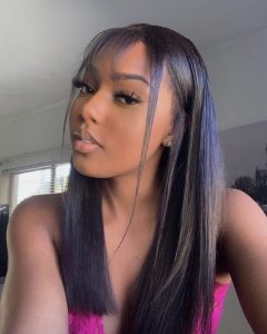 long straight hair with bang leave out