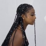 thick box braids with white beads rubber band method