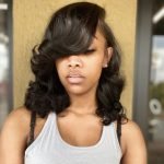 curls with side bang quick weave