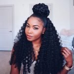 half up bun with crochet hair