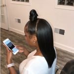 half up half down sew in with top knot