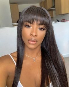 long quick weave with bangs