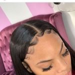middle part with sleek baby hair edges