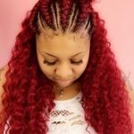 red feed in braids half up half down
