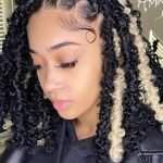 black butterfly locs with platinum streaks