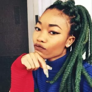green yarn braids