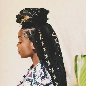 half up yarn style braids