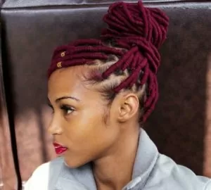 red yarn braids
