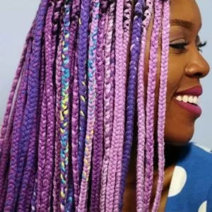 purple pink yarn braids