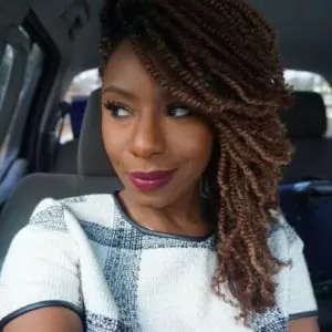 Golden Side Swept Kinky Twists