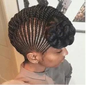cornrowed updo