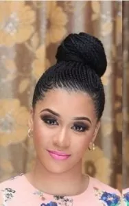micro cornrows high bun