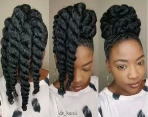 chunky twist high bun