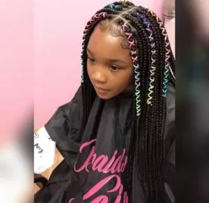 Box Braids With Colored Cord